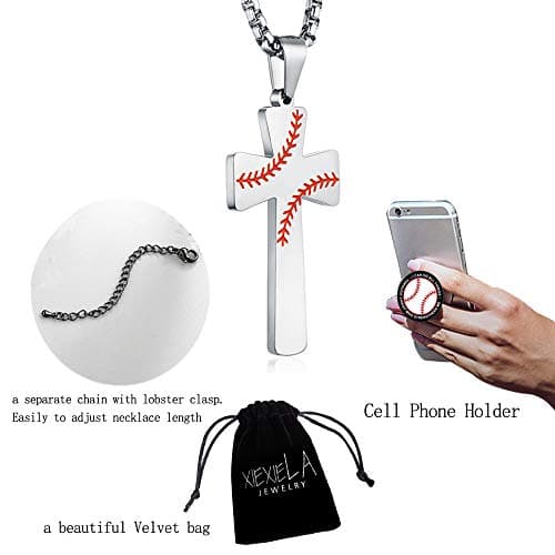 XIEXIELA Stainless Steel Baseball Strength Necklace for Boys & Men