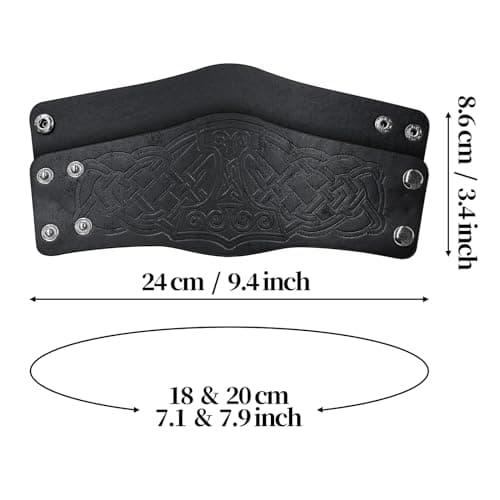 HiiFeuer 2 PCS Viking Embossed Faux Leather Cuff Bracelet