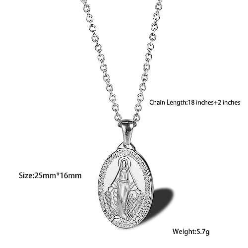 18K Gold Plated Virgin Mary Necklace with Christ Medallion Coin