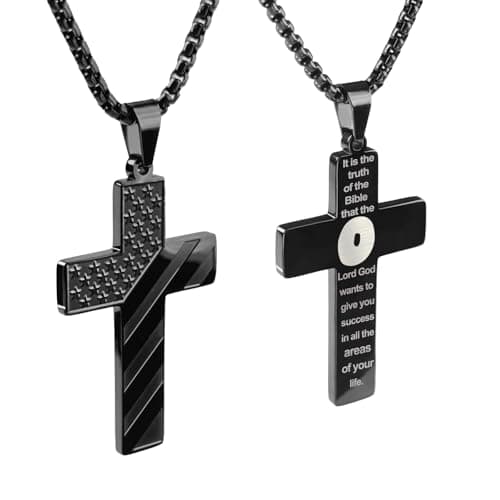 Premium Men's REGIS Cross Necklace with 24-Inch Lord's Prayer Pendant