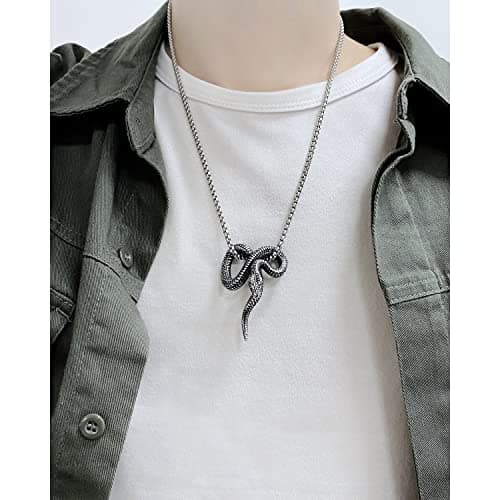 Stainless Steel Gothic Snake Necklace for Women and Men