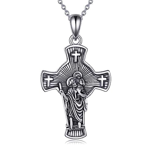 YONFQE Celtic Knot Sterling Silver Abalone Cross Pendant Jewelry for Women