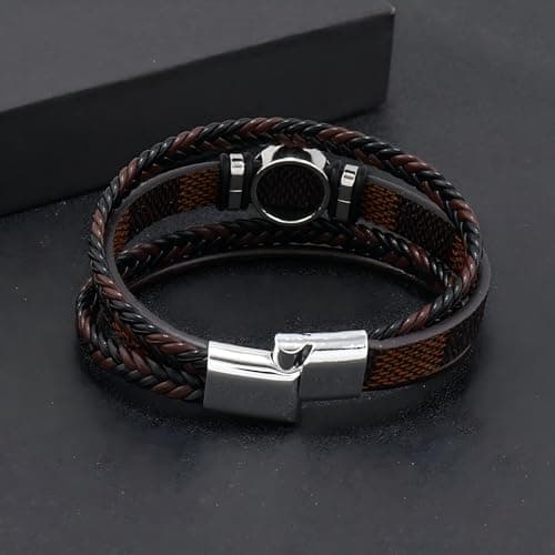 CraftsmanScore Black Tree of Life Bracelet for Men, Leather Wrist Band