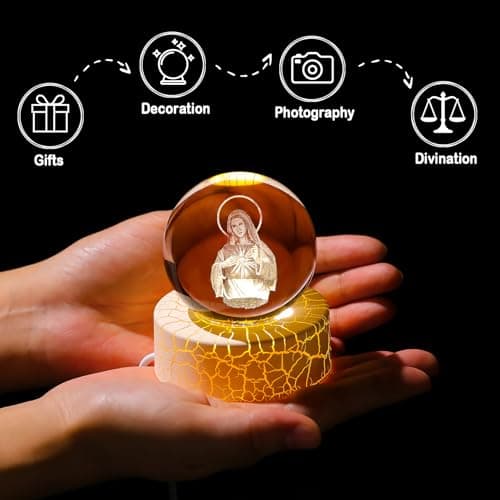 Arikyrist 3D Crystal Virgin Mary Statue, Blessed Mother for Home Decor