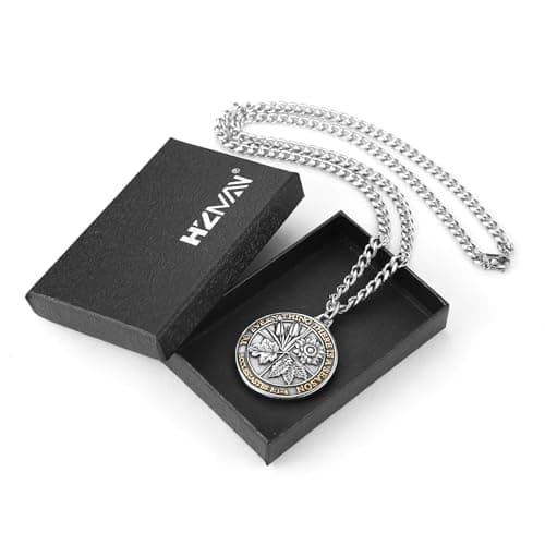 HZMAN Men's Stainless Steel Retro Ecclesiastes Coin Necklace Jewelry Gift
