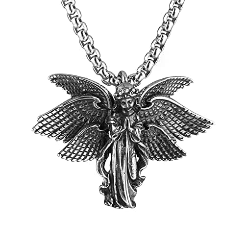 HZMAN Guardian Angel Pendant Necklace for Women Stainless Steel Jewelry