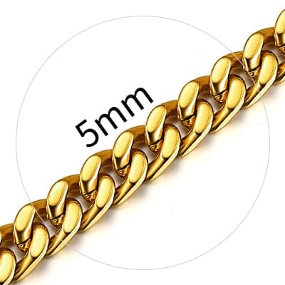 ChainsHouse 18K Gold Miami Cuban Chain Necklace, Black, 5mm-14mm Width, Durable Gift Box