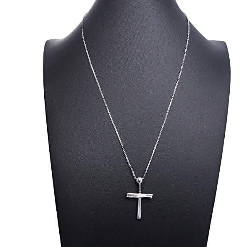 Men's Sterling Silver Cross Pendant Necklace - 24 Inch Chain