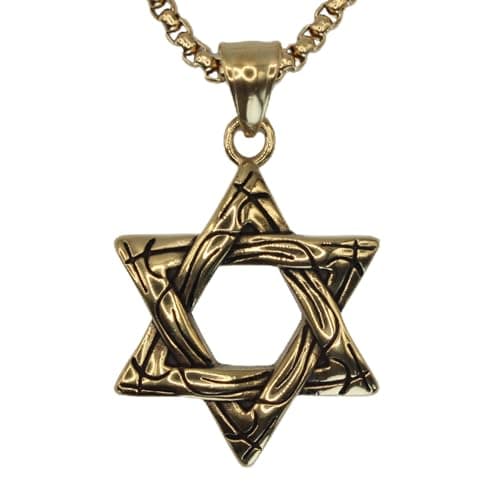 Men's Stainless Steel Star of David Pendant Necklace