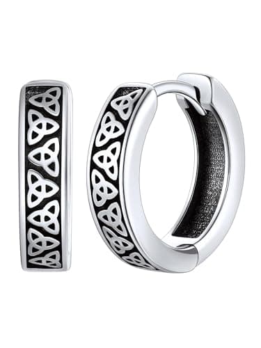 Chic Silver Hypoallergenic Celtic Hoop Earrings for Men Gift for Dad