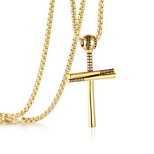 Rehoboth Baseball Bat Cross Pendant Necklace for Men and Women