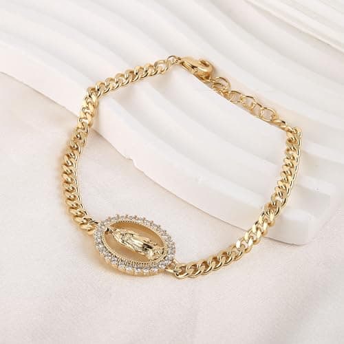 Dainty 14K Gold Plated Retro Religious Bracelet for Women