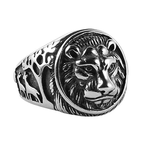 HZMAN Lion Head Shield Biker Ring