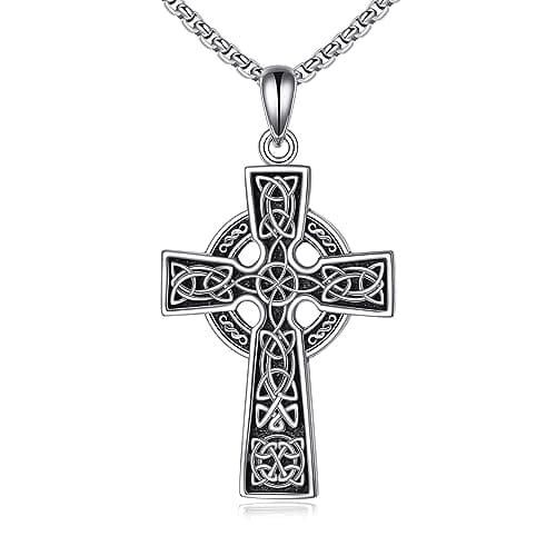 YONFQE Celtic Knot Sterling Silver Abalone Cross Pendant Jewelry for Women