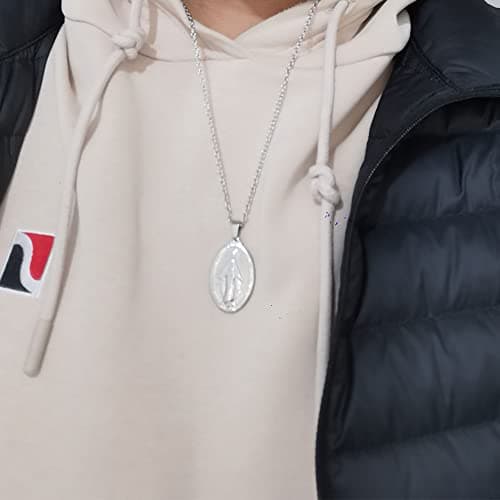 Stainless Steel Virgin Mary Miracle Medal Necklace for Women Religion Jewelry