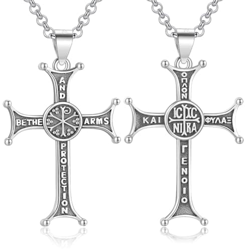 LES OSEWA Sterling Silver Celtic Cross Necklace for Men & Women Christian Jewelry