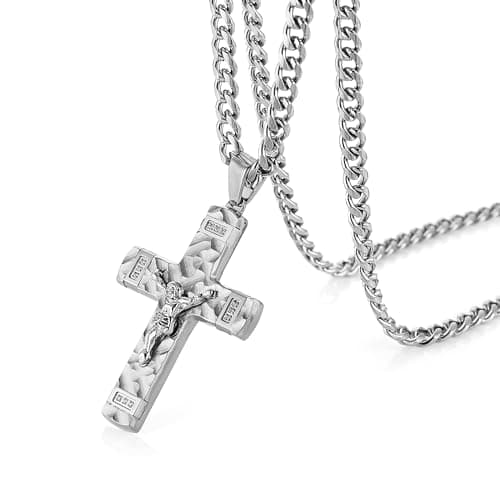 Stainless Steel Crucifix Cross Necklace for Men and Boys