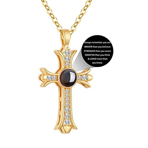 Apsvo Gold/Silver Cross Pendant Bible Verse Necklace for Women Christian Jewelry