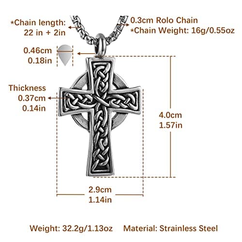 Stainless Steel Celtic Cross Necklace for Men and Women
