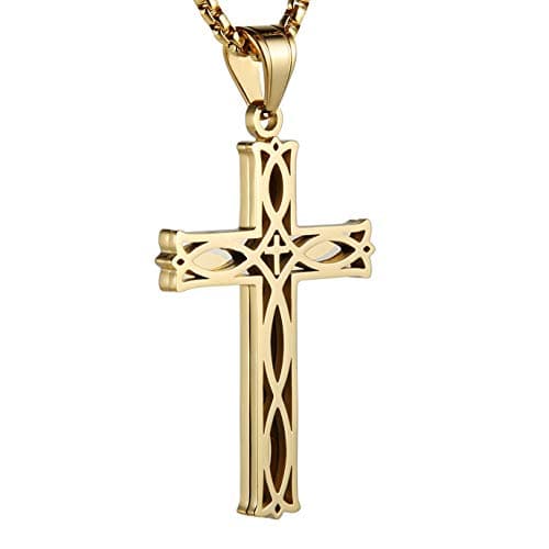 Stainless Steel Infinity Celtic Cross Irish Knot Pendant Necklace