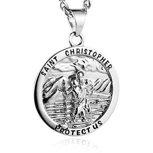 HZMAN Stainless Steel Religious Christian Amulet Pendant Necklace
