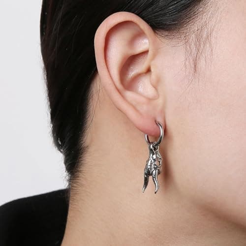 Skull Goat Head Earrings for Men and Women Stainless Steel Gothic Punk Baphomet Jewelry Gift