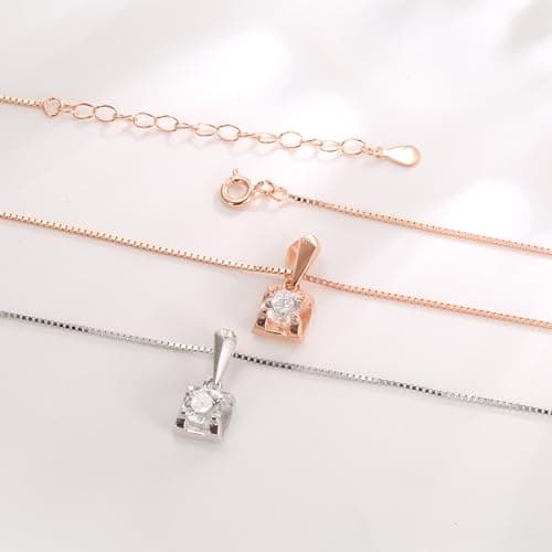 ZHIYINMEI 925 Sterling Silver Necklace with Square CZ Pendant