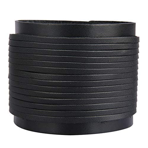 Jeilwiy Men's Punk Leather Wristbands - Adjustable, Braided Black & Brown Cuff Bangle Gifts