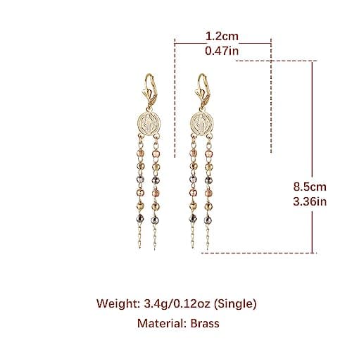 HZMAN 14K Gold Plated St Benedict Dangle Earrings for Women