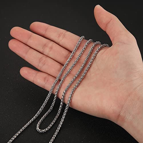 3.0 mm Stainless Steel Wheat Silver Chain Necklaces for Men & Women - 16 to 30