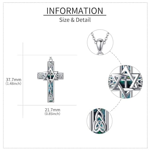 YFN Sterling Silver Celtic Cross & Star of David Necklace for Men & Women