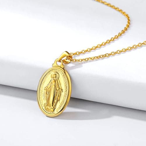 Nofade Silver Virgin Mary Pendant Necklace 925 Sterling Religious Jewelry for Women Men