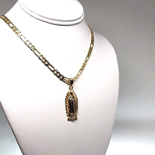 Fran & Co. Gold Plated Virgin Mary Figaro Necklace 26"