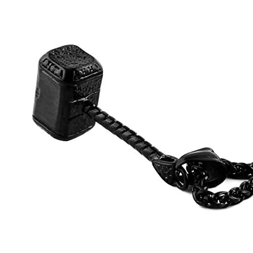 HZMAN Thor Hammer Pendant Necklace - Stainless Steel 22+2 Inch Chain