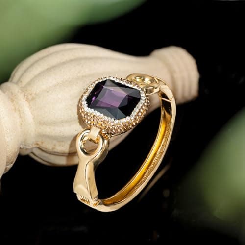Crystal Rhinestone Bracelet for Women - Retro Antique 18K Gold Plated Cuff - Large Size Jewelry Gift
