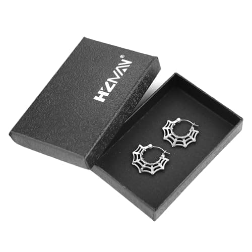 HZMAN Stainless Steel Spider Web Earrings for Women Halloween