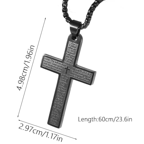 OEMOO Stainless Steel Cross Necklace, Lord's Prayer Pendant for Men & Women