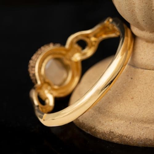 Crystal Rhinestone Bracelet for Women - Retro Antique 18K Gold Plated Cuff - Large Size Jewelry Gift