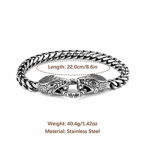 Retro Dragon Head Bracelet Stainless Steel Gothic Punk Black Dragon Bangle Cuban Chain Link Bracelet Biker Party Jewelry Gift
