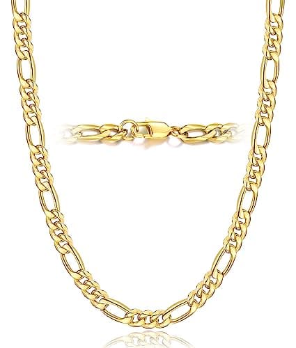 Men's 14K Gold Plated Figaro Chain Necklace