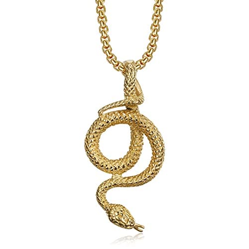 Gothic Snake Pendant Necklace for Men and Women