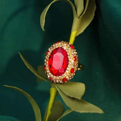 HZMAN Retro Antique Rhinestone Ring for Women Gold Plated Cubic Zirconia Jewelry Gift