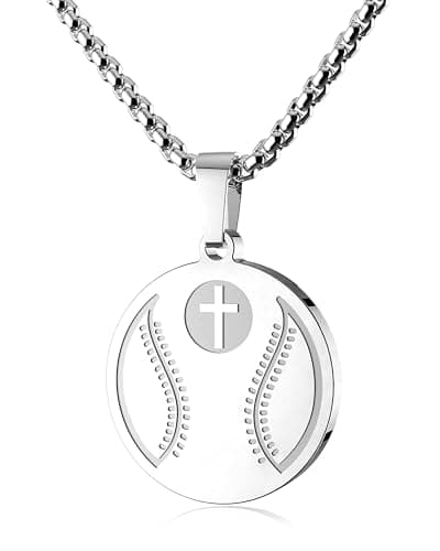 Stainless Steel Sports Pendant Necklace with Bible Verse - Luke 1:37
