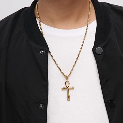 Men's Stainless Steel Ankh Cross Necklace for the audience of men.