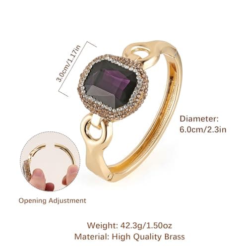 Crystal Rhinestone Bracelet for Women - Retro Antique 18K Gold Plated Cuff - Large Size Jewelry Gift