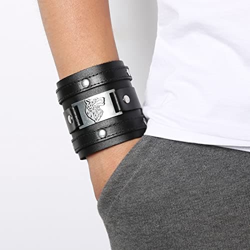 Men's Viking Style Leather Cuff Bracelet