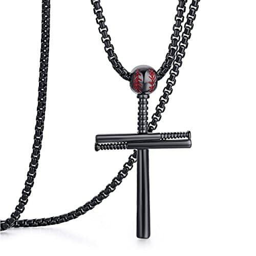 Rehoboth Baseball Bat Cross Pendant Necklace for Men and Women
