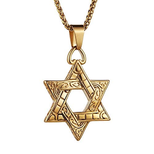 HZMAN Star of David Pendant Necklace Silver Stainless Steel Israel Necklace
