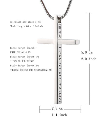 Philippians 4:13 Cross Necklace for Strength