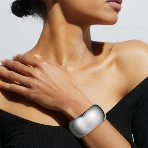 HZMAN Thick Wide Polished Open Hinge Bracelet for Women